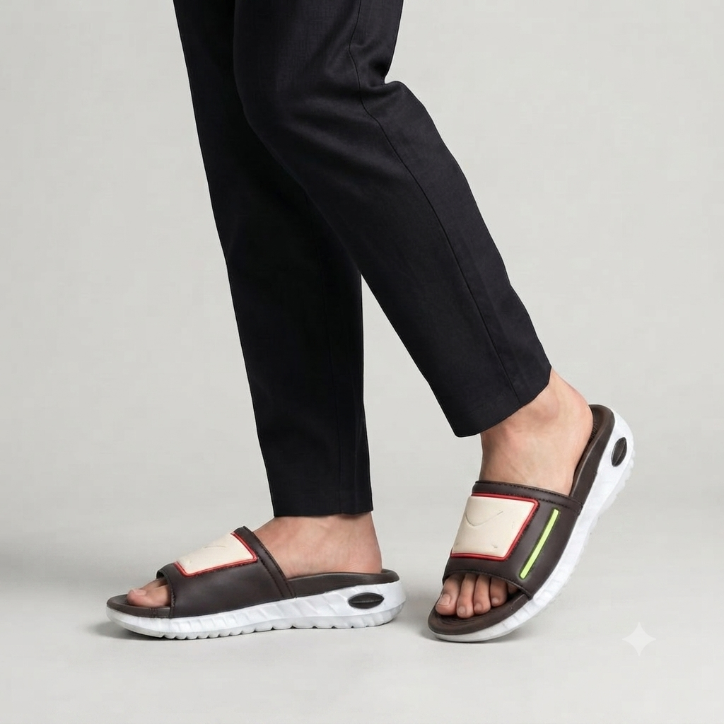 Urban Contrast Brown & White Performance Slides