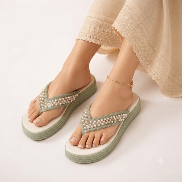 Floral Patterned Comfort Platform Sandals