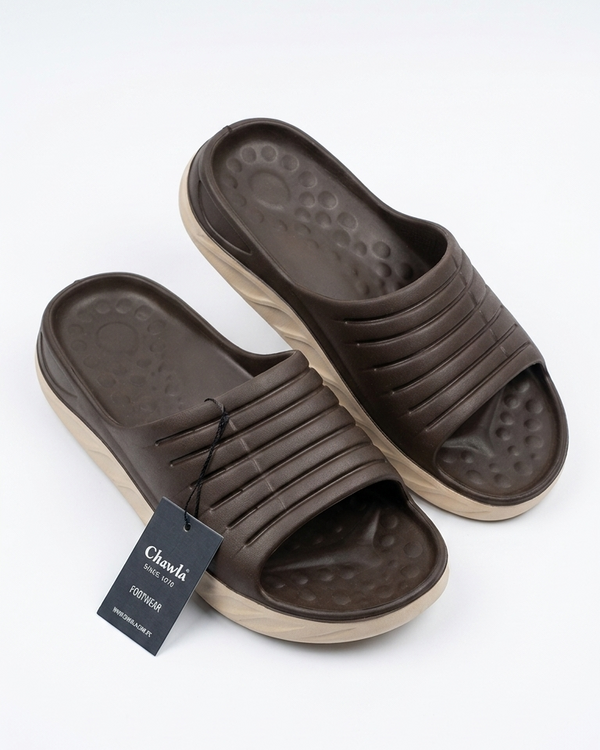 Chawla Signature Comfort Slides – Brown & Beige