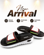 Skechers Contrast Brown & Neon Performance Slides