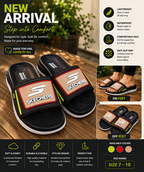 Skechers Contrast Brown & Neon Performance Slides