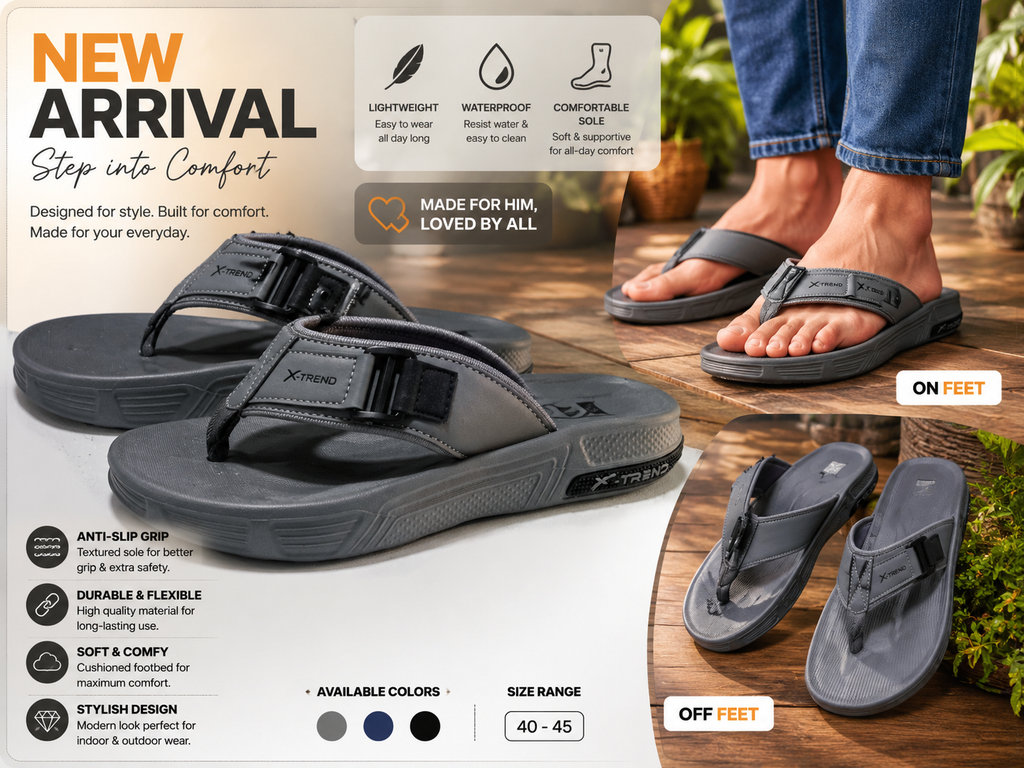 Xtreme Comfort Grey Adjustable Thong Sandal
