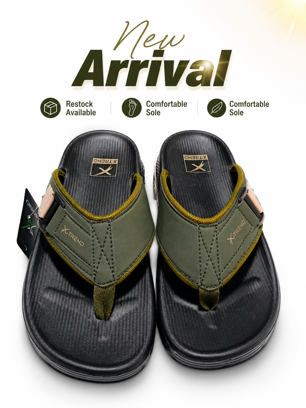 Military Green Rugged Comfort Thong Sandal