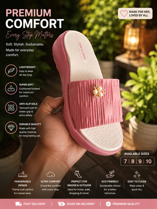Elegant Pearl-Embellished Comfort Slides