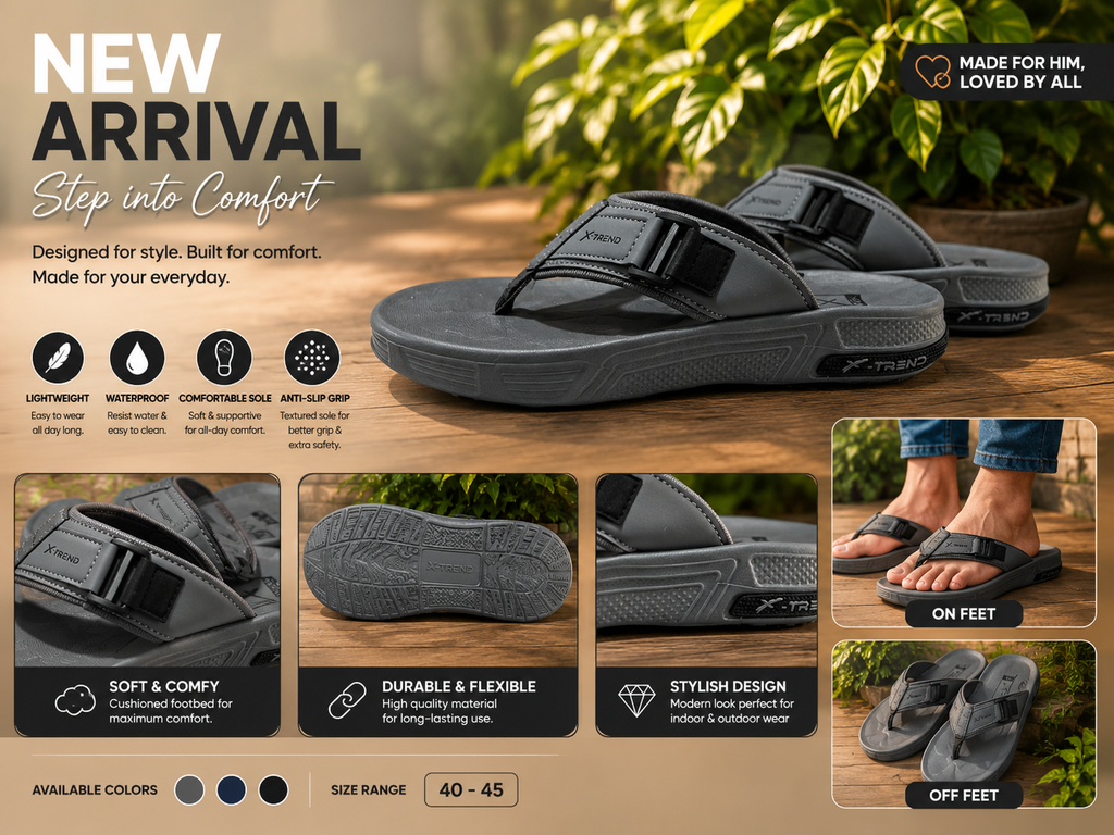 Xtreme Comfort Grey Adjustable Thong Sandal