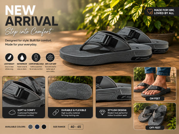 Xtreme Comfort Grey Adjustable Thong Sandal