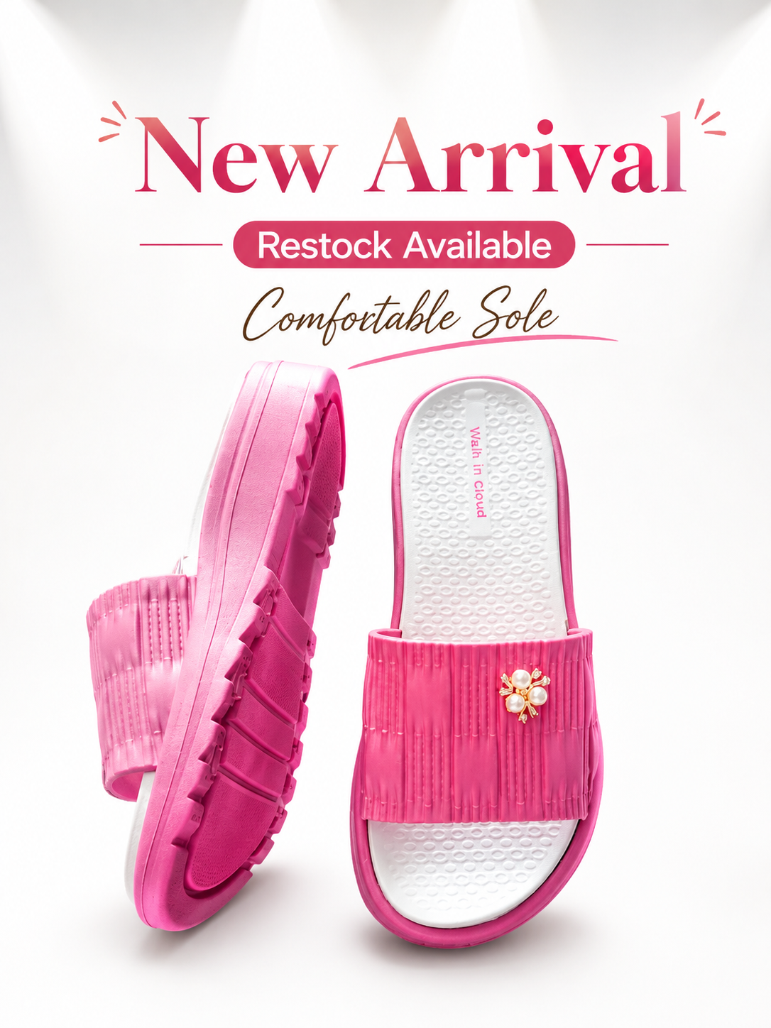 Elegant Pearl-Embellished Comfort Slides